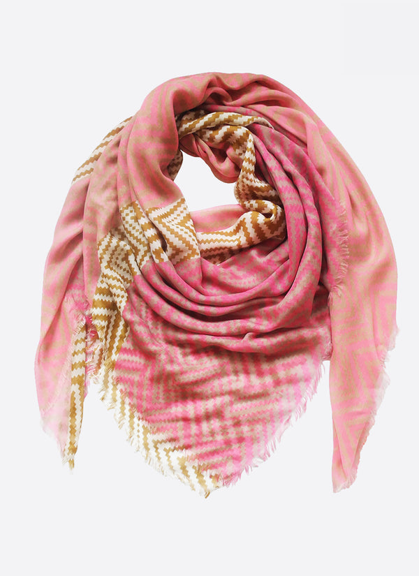 Modal & Cashmere tørklæde, zig-zag (pink)