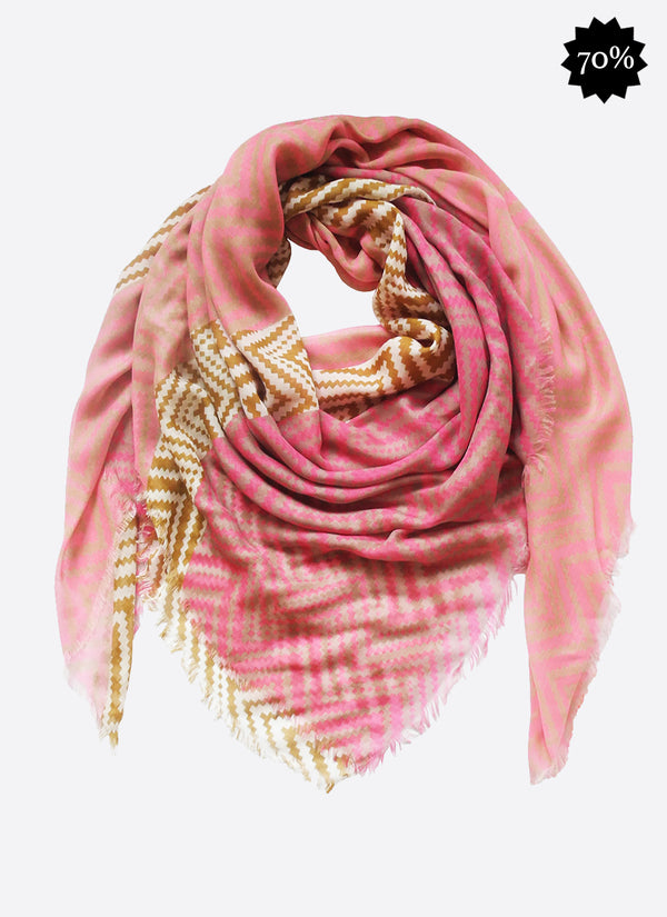 Modal & Cashmere tørklæde, zig-zag (pink)