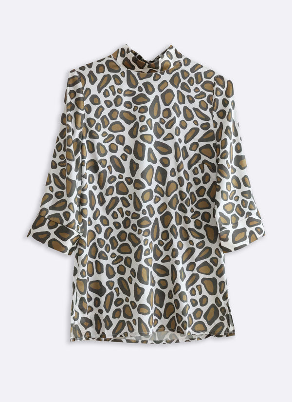 Silkebluse, Giraffe - khaki (2.sort)