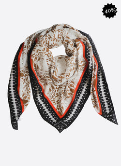 Silketørklæde, abstract tribal (tan)