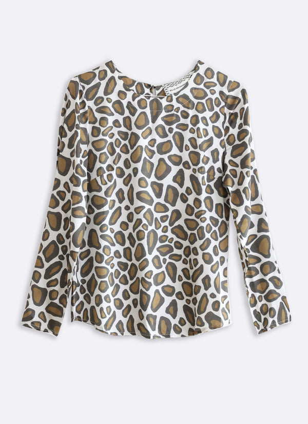Silkebluse, Giraffe - khaki (2.sort)