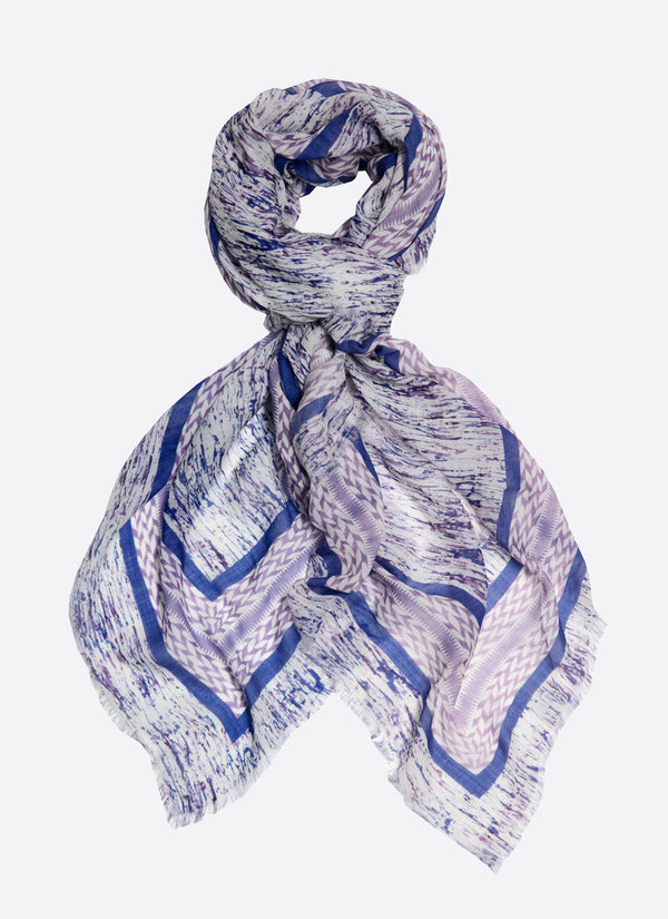 Modal & Cashmere tørklæde, Paint Stamp (Purple/ Blue)