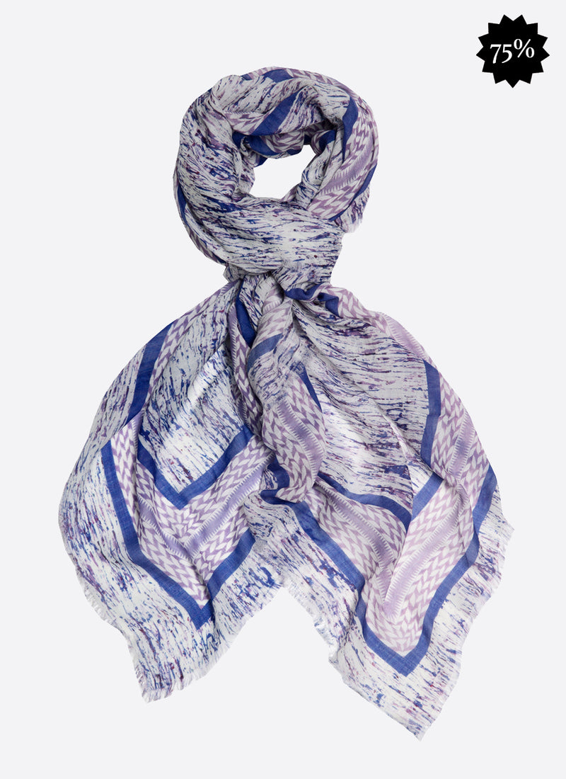 Modal & Cashmere tørklæde, Paint Stamp (Purple/ Blue)