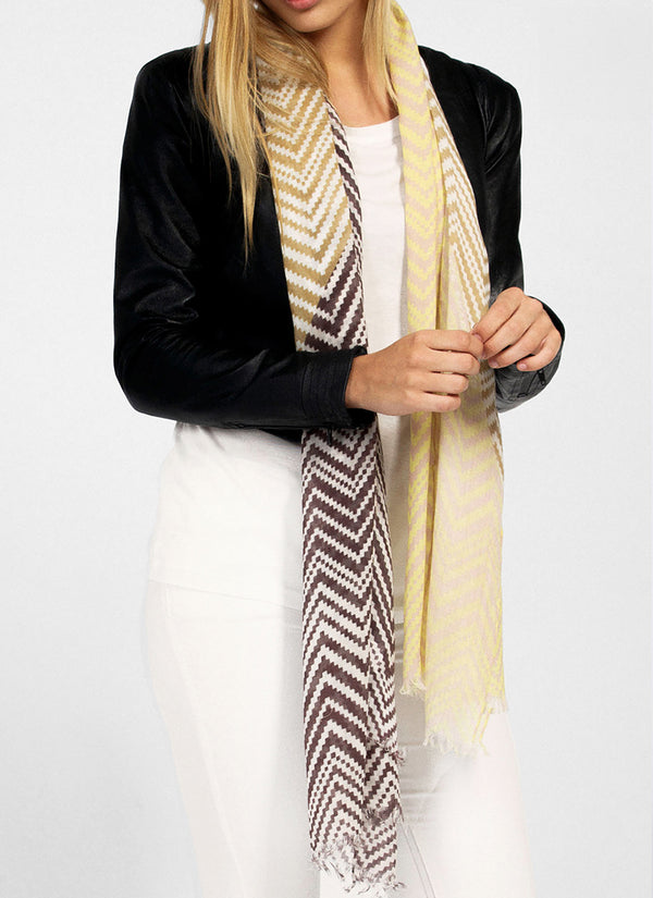 Modal & Cashmere tørklæde, zig-zag (aflangt)